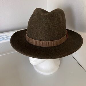 Woolrich Crushable Fedora Hat Size Large 100% Wool Olive Water Repellent USA